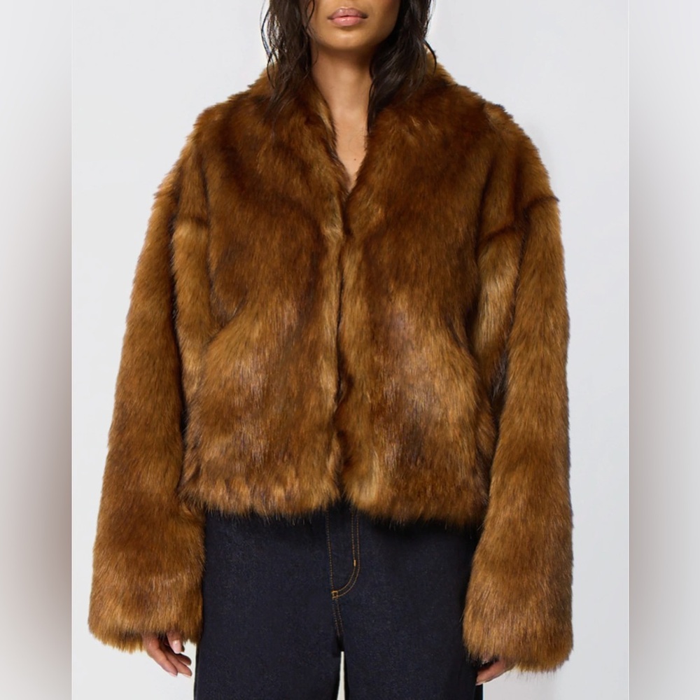 NWT KHY FAUX FUR JACKET IN CEDAR - Picture 7 of 10
